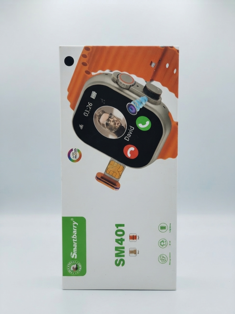 Gemini_Generated_Image_5jk9vq5jk9vq5jk9 Smartbarry SM401 Ultra Smart Watch with Orange Band (BT Call & SIM Card Slot) - Image 1