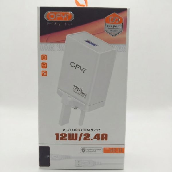 OFYi HC-11 2-in-1 USB Charger 12W/2.4A