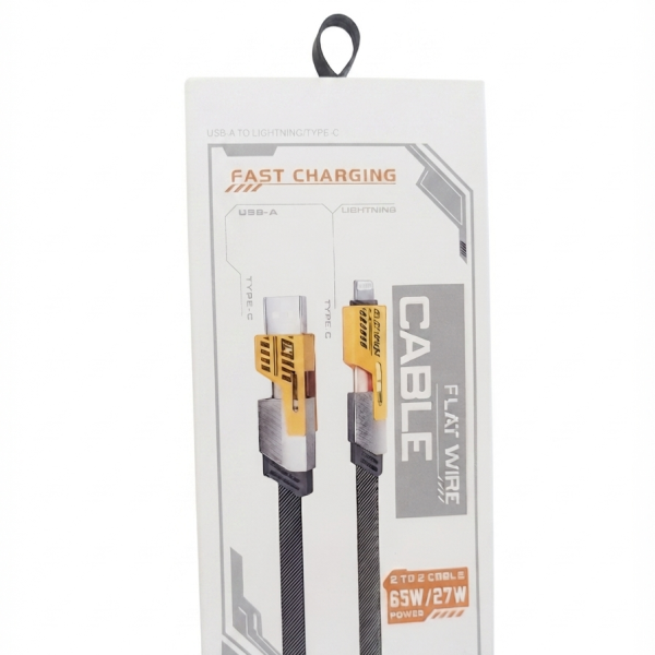 Flat Wire USB to Lightning / Type-C Cable (65W/27W)