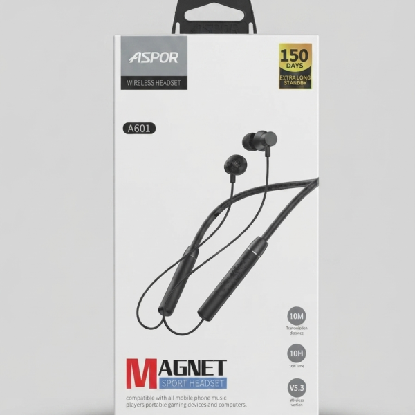 ASPOR A601 Magnet Sport Wireless Headset (Neckband Style)