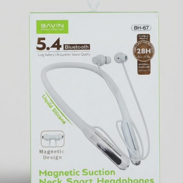 BAVIN BH-67 Magnetic Suction Neck Sport Headphones with LED Display