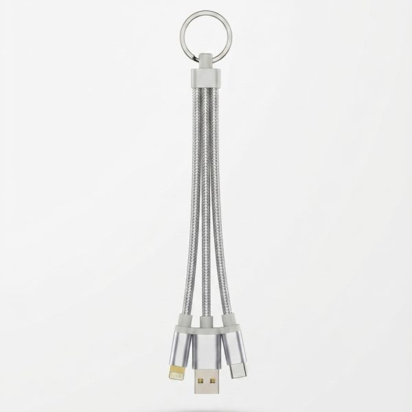 3-in-1 Braided Metal Keychain Charging Cable