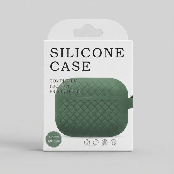 Silicone Case for AirPods (Woven Pattern, Dark Green)