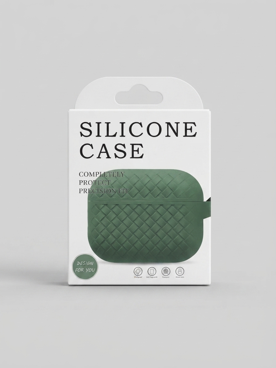 Gemini_Generated_Image_qx091jqx091jqx09 Silicone Case for AirPods (Woven Pattern, Dark Green) - Image 1