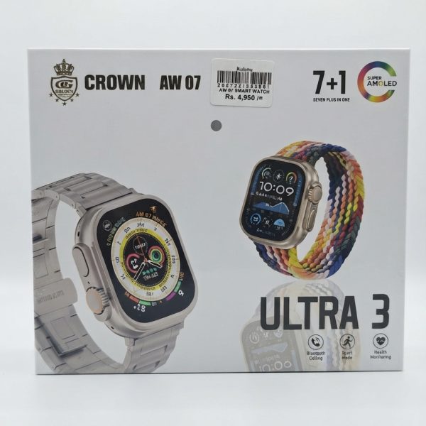 Crown AW 07 Ultra 3 (7+1 in 1) Smart Watch with Amoled Display