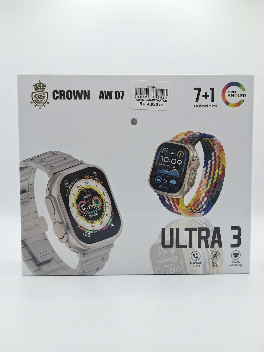 Gemini_Generated_Image_y6z9dxy6z9dxy6z9 Crown AW 07 Ultra 3 (7+1 in 1) Smart Watch with Amoled Display - Image 1