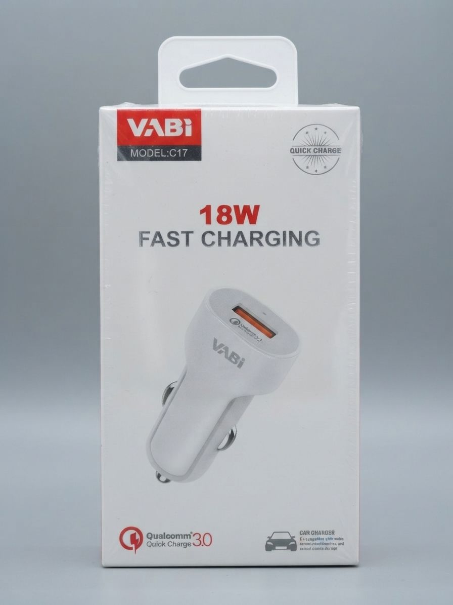 converted_image (6) VABI C17 18W Qualcomm Quick Charge 3.0 Fast Car Charger (White) - Image 1