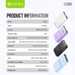 BAVIN PC1066 10000mAh 22.5W Portable Powerbank Fast Charging w/ Built-In Cable & Free Magnetic Ring - Image 2