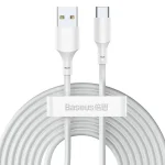 Baseus Simple Wisdom Data Cable Kit 150cm USB to Type-C 5A 2Pcs/Set - White - Image 2
