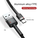 Baseus 1Meter Cafule USB For Type-C 3A Gray+Black Cable – CATKLF-BG1 - Image 7
