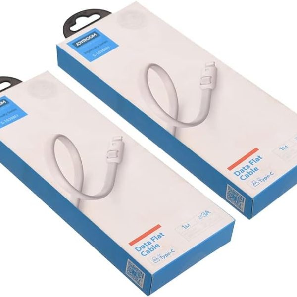 Joyroom s-1030m1 type c data flat cable with output 3 a and 1 m length set of 2 pieces - white