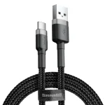 Baseus 1Meter Cafule USB For Type-C 3A Gray+Black Cable – CATKLF-BG1