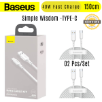 Baseus Simple Wisdom Data Cable Kit 150cm USB to Type-C 5A 2Pcs/Set - White - Image 8